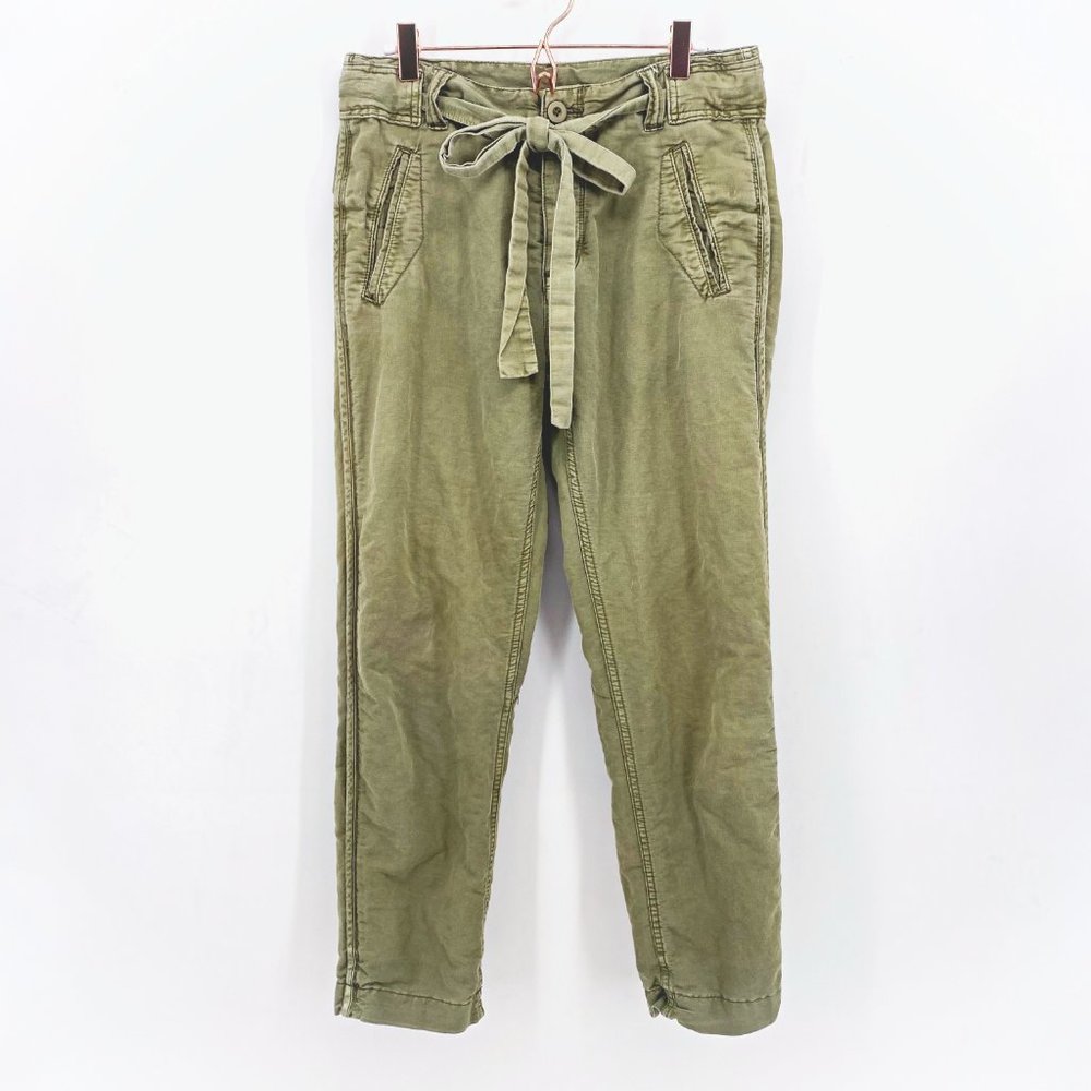 Free People Olive Green Tie-Waist Utility Pants